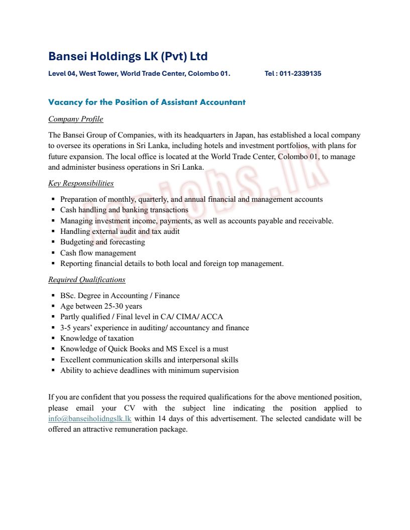 Assistant Accountant