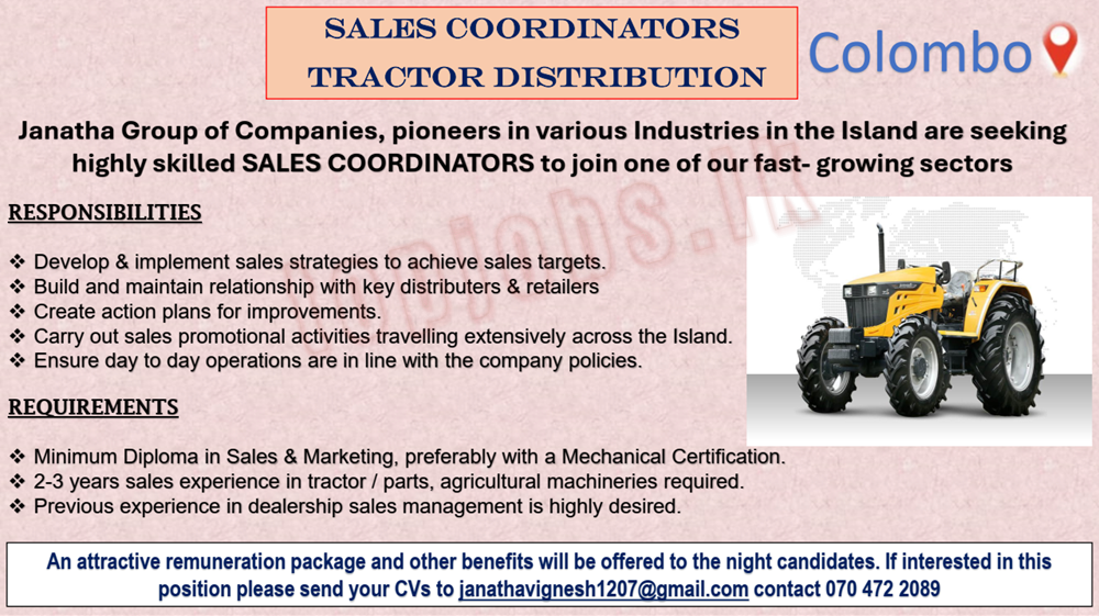 Sales Coordinators - Tractor Distribution