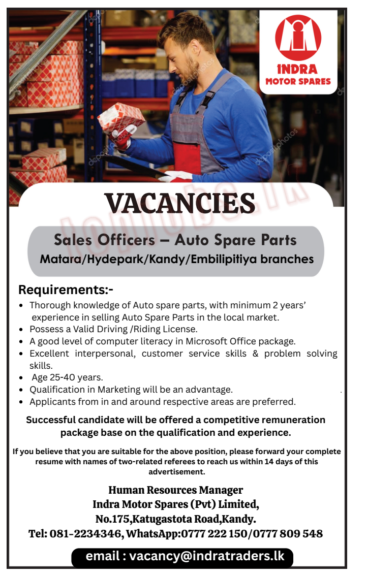 Sales Officers - Auto Spare Parts