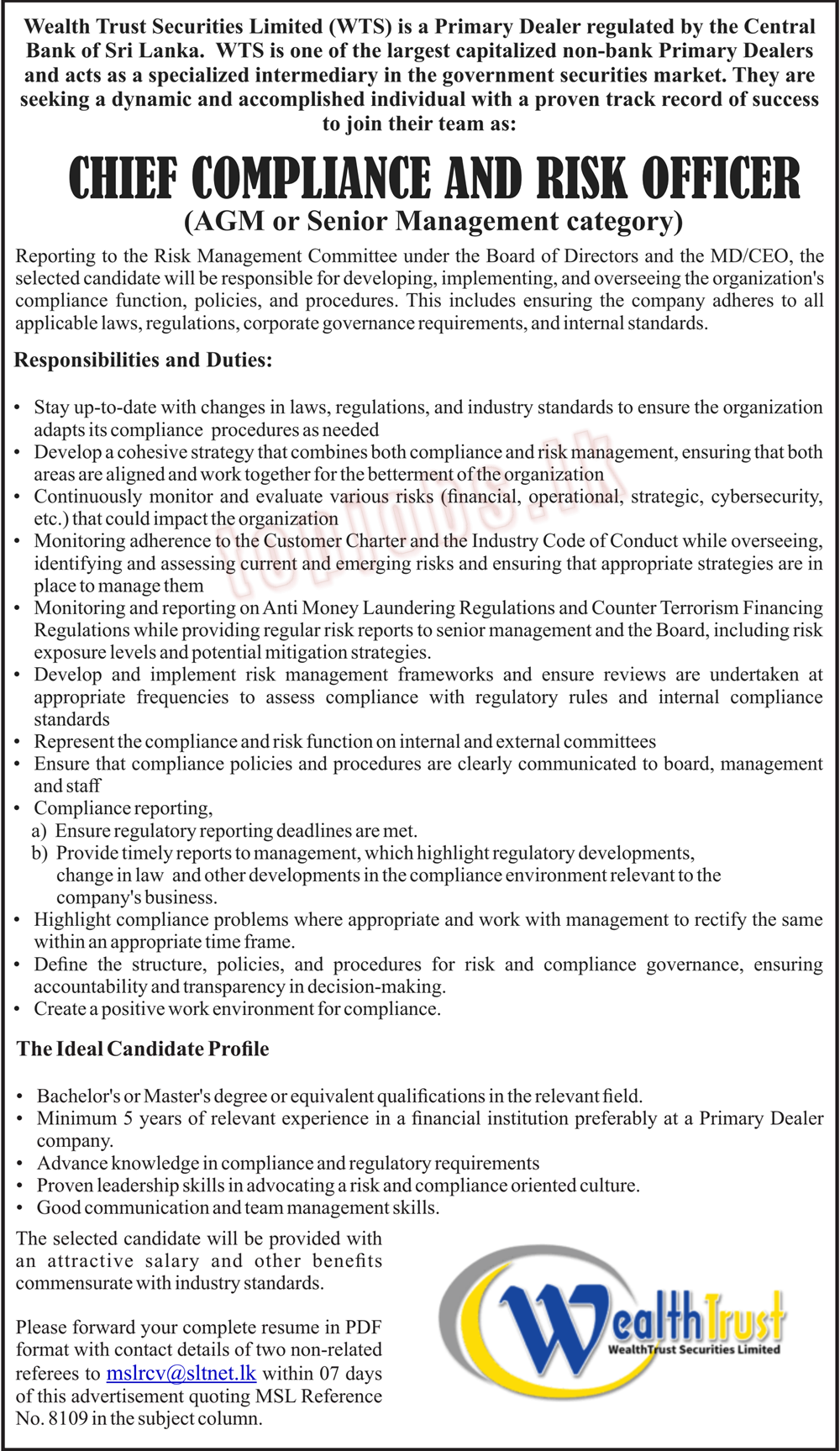 Chief Compliance and Risk Officer