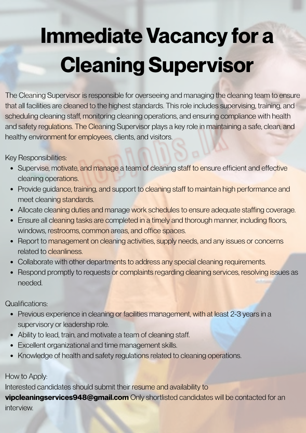 Cleaning Supervisor