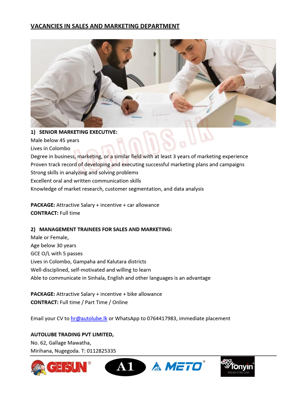 Senior Marketing Executive | Management Trainees for Sales and Marketing
