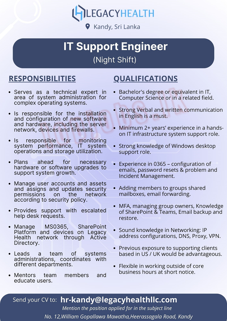 IT Support Engineer - Night Shift
