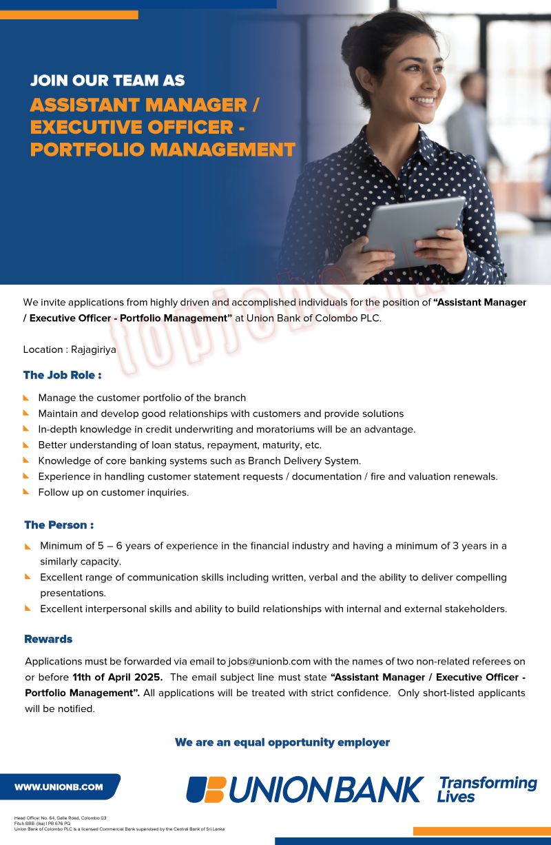 Assistant Manager | Executive Officer - Portfolio Management