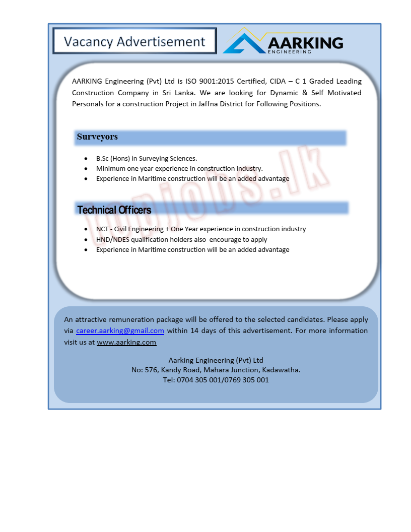 Surveyors | Technical Officers - Jaffna