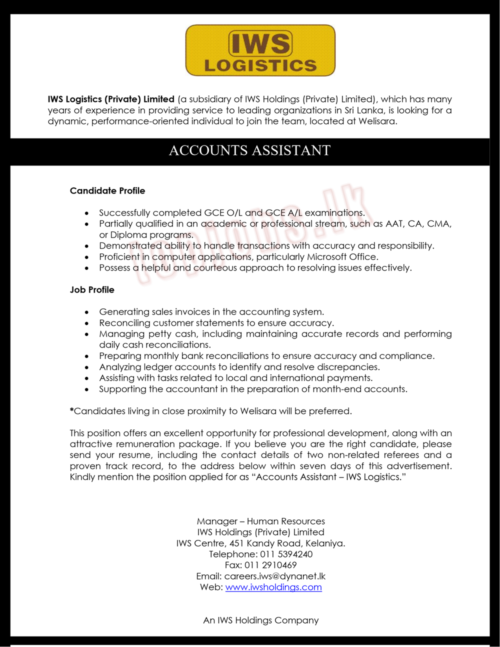 Accounts Assistant