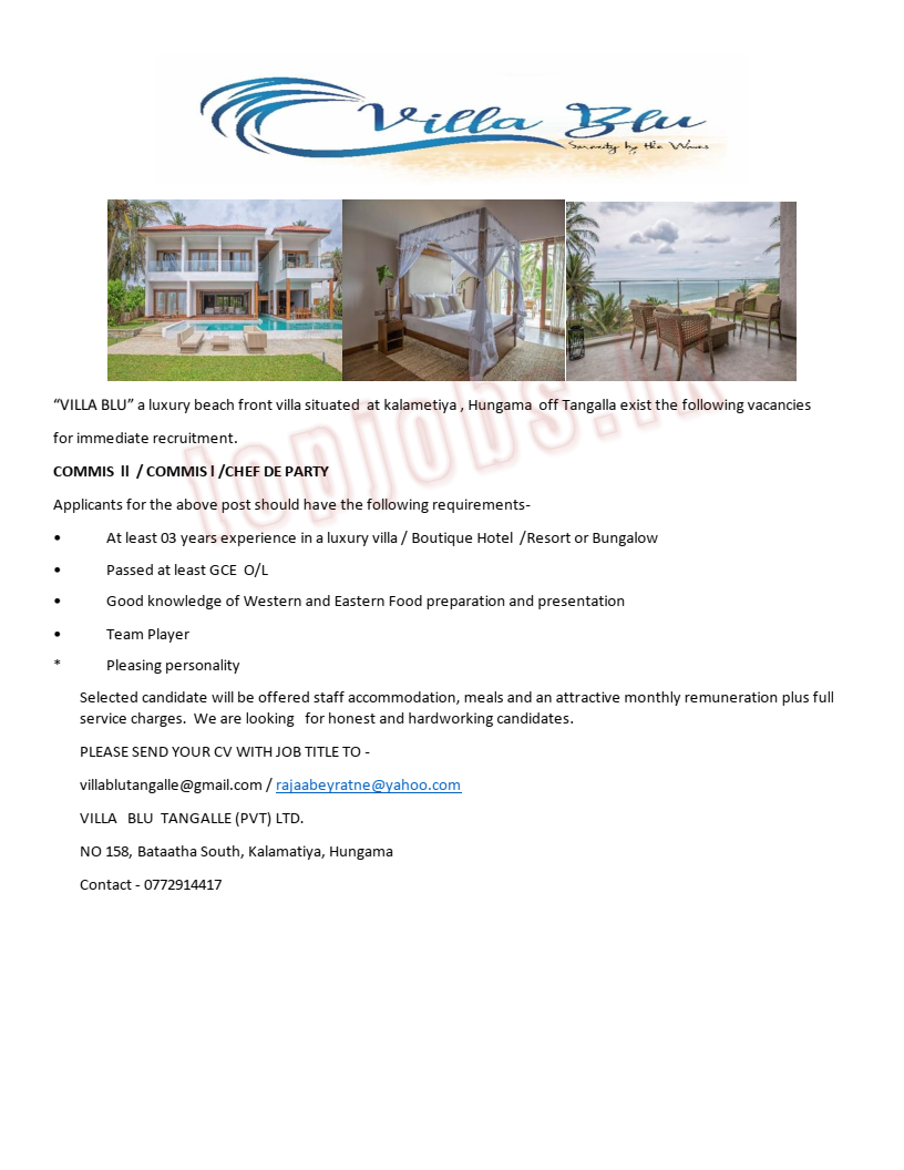 Commis 2 | Commis 1 | Chef De Party